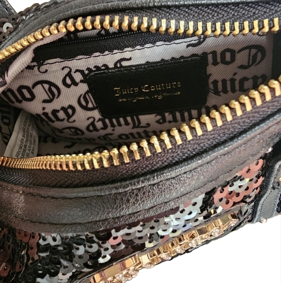 Juicy Couture Queen Of Everething Black Sequin Mini Barrel Bag With The Strup. - Picture 5 of 6